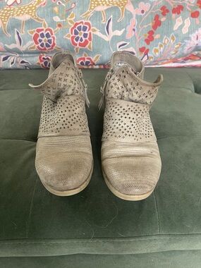 Sundance Taupe Perforated Ankle Booties